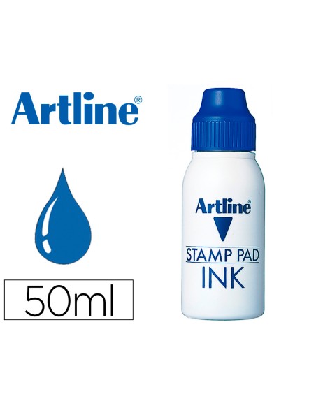 Tinta tampon artline azul bote 50 cc