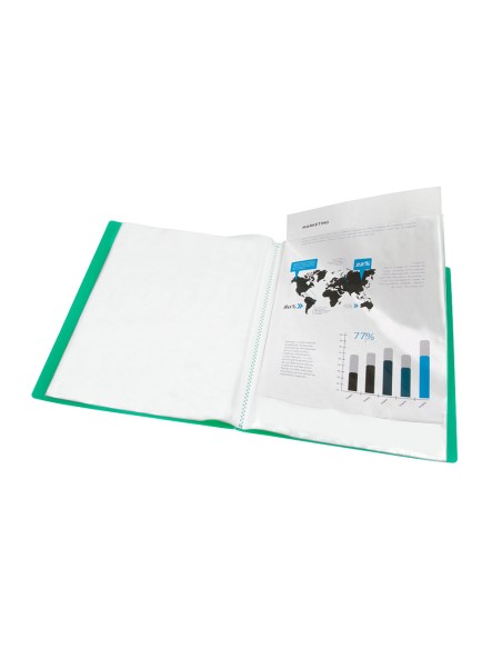 Carpeta liderpapel escaparate 10 fundas polipropileno din a4 verde translucido