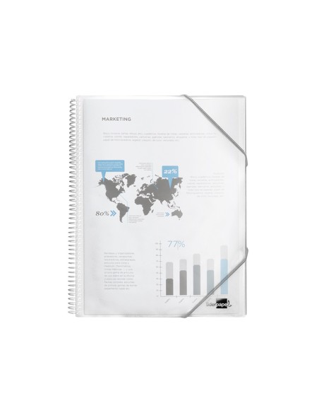 Carpeta liderpapel escaparate con espiral 80 fundas polipropileno din a4 transparente