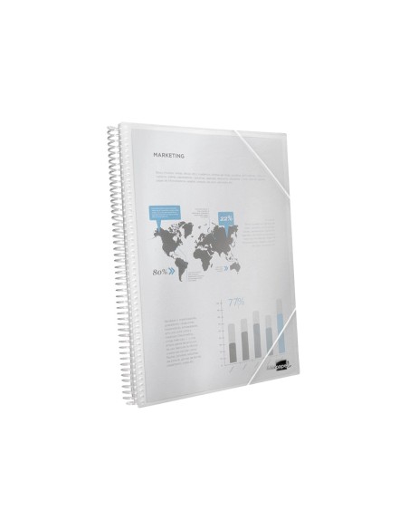 Carpeta liderpapel escaparate con espiral 20 fundas polipropileno din a4 transparente