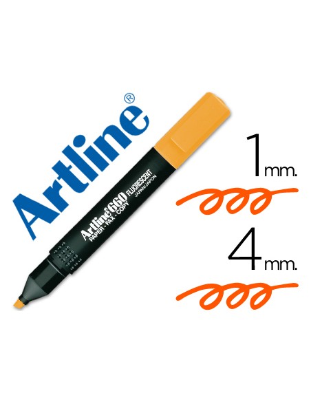 Rotulador artline fluorescente ek-660 naranja punta biselada