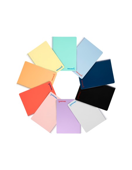Cuaderno espiral liderpapel a4 wonder tapa plastico 80h 90 gr liso colores surtidos