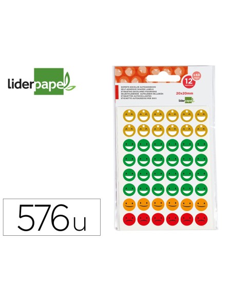 Gomets escolar liderpapel caras bolsa de 12...