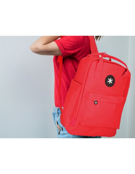 Cartera antartik mochila 2 asas y bolsillos exteriores rojo 300x115x390 mm