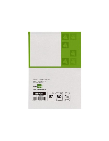 Bloc notas liderpapel liso b7 80 hojas 60g/m2...