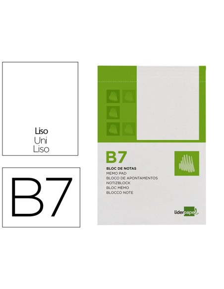Bloc notas liderpapel liso b7 80 hojas 60g/m2...