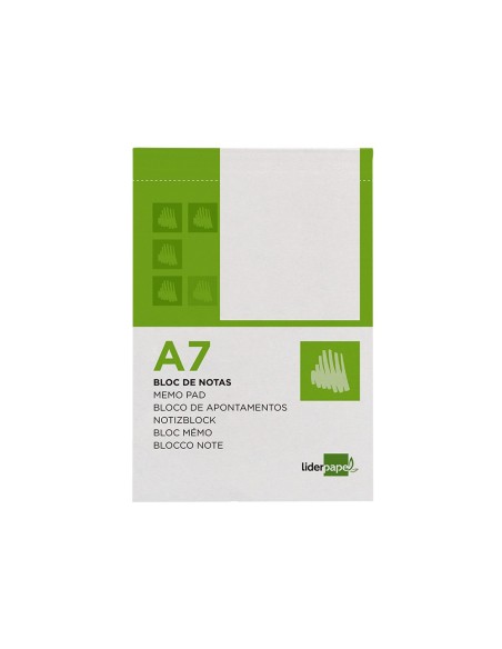 Bloc notas liderpapel liso a7 80 hojas 60g/m2...