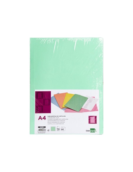 Subcarpeta liderpapel a4 verde pastel 180g/m2