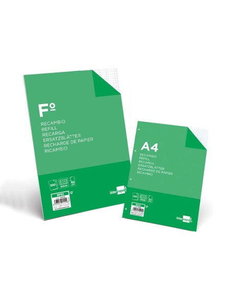 Recambio liderpapel a4 100 hojas 60g/m2 cuadro...