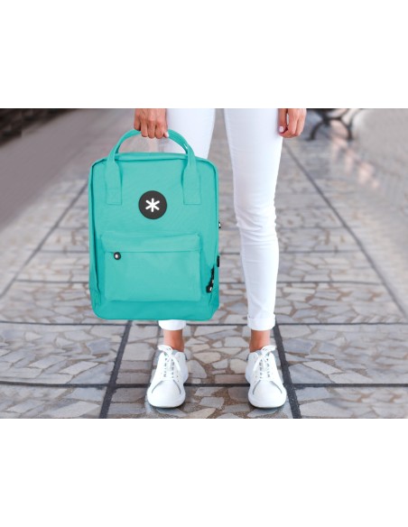 Cartera antartik mochila 2 asas y bolsillos exteriores menta 300x115x390 mm