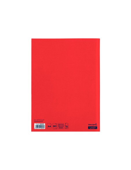 Libreta liderpapel smart a4 tapa blanda 80 hojas 60g/m2 cuadro 5 mm con margen colores surtidos