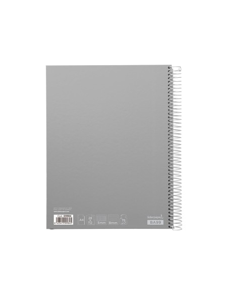 Cuaderno espiral liderpapel a4 micro jolly multidisciplina tapa forrada 140h 75gr 28h 5mm 112h hrtal.
