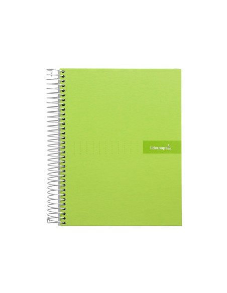 Cuaderno espiral liderpapel a4 crafty tapa forrada 80h 90 gr cuadro 4mm con margen color verde