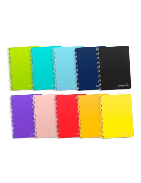 Cuaderno espiral liderpapel folio witty tapa dura 80h 75gr pauta 2,5mm con margen colores surtidos