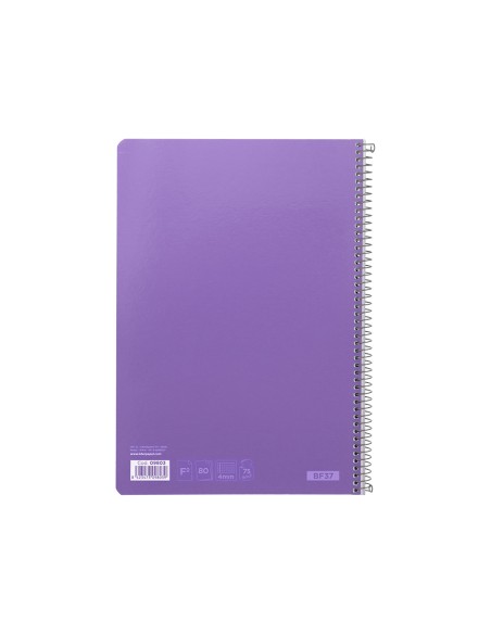 Cuaderno espiral liderpapel folio witty tapa dura 80h 75gr cuadro 4mm con margen color violeta