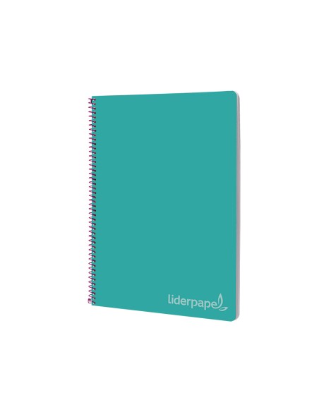 Cuaderno espiral liderpapel folio witty tapa dura 80h 75gr cuadro 4mm con margen color turquesa