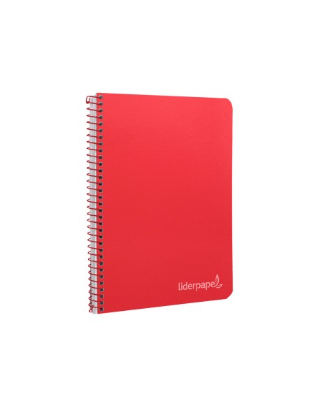 Cuaderno espiral liderpapel cuarto witty tapa dura 80h 75gr cuadro 4mm con margen color rojo
