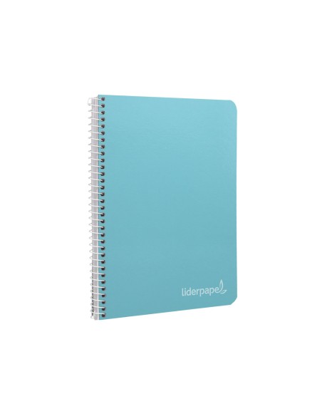 Cuaderno espiral liderpapel cuarto witty tapa dura 80h 75gr cuadro 4mm con margen color celeste