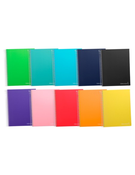 Cuaderno espiral liderpapel a4 micro jolly tapa forrada 140h 75 gr horizontal 5 bandas4 taladros colores surtidos