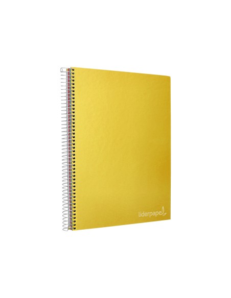 Cuaderno espiral liderpapel a4 micro jolly tapa forrada 140h 75 gr cuadro 5mm 5 bandas4 taladros color amarillo