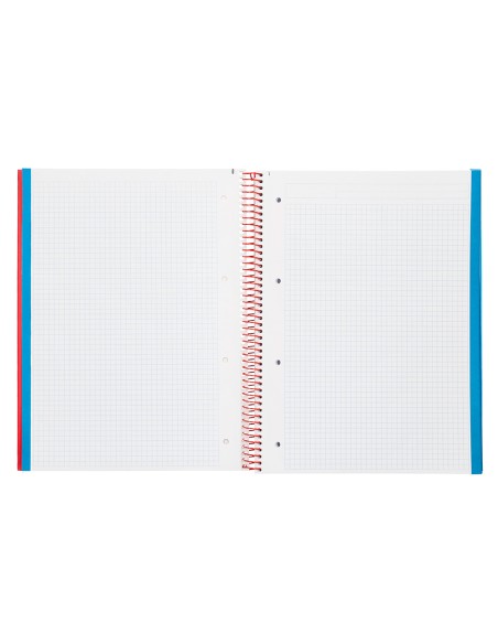 Cuaderno espiral liderpapel a4 micro jolly tapa forrada 140h 75 gr cuadro 5mm 5 bandas 4 taladros color rojo
