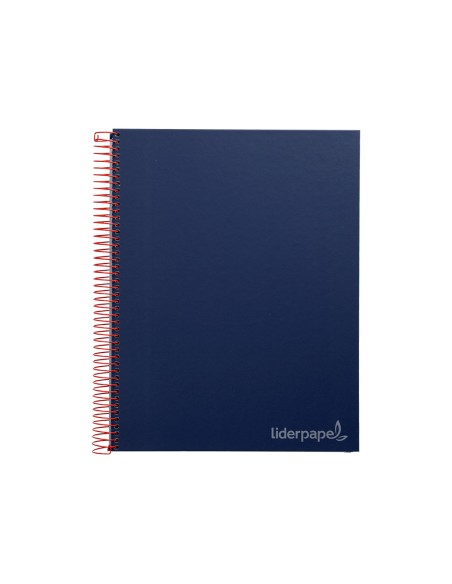 Cuaderno espiral liderpapel a4 micro jolly tapa forrada 140h 75 gr cuadro 5mm 5 bandas 4 taladros color azul