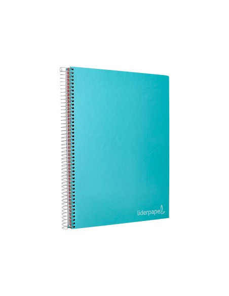 Cuaderno espiral liderpapel a4 micro jolly tapa forrada 140h 75 gr cuadro 5mm 5 bandas4 taladros color celeste
