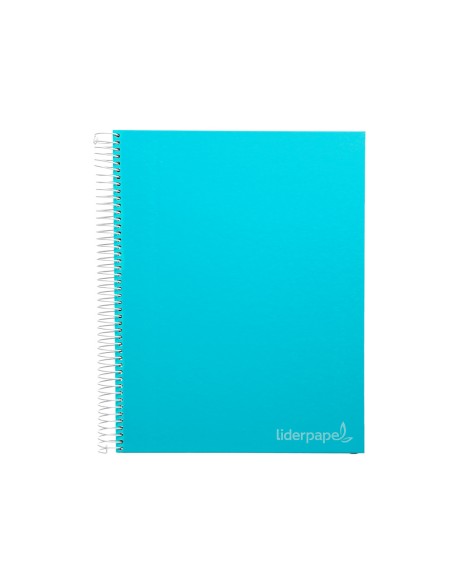 Cuaderno espiral liderpapel a4 micro jolly tapa forrada 140h 75 gr cuadro 5mm 5 bandas4 taladros color celeste