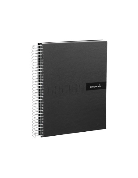 Cuaderno espiral liderpapel a5 micro crafty tapa forrada 120h 90 gr cuadro 5mm 5 bandas6 taladros color negro