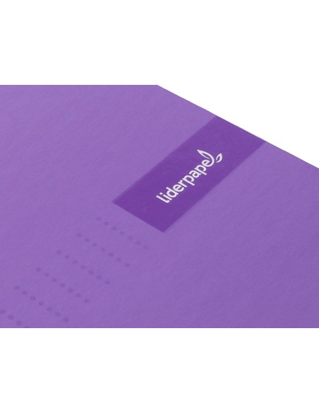 Cuaderno espiral liderpapel a5 micro crafty tapa forrada 120h 90 gr cuadro 5mm 5 bandas6 taladros color violeta