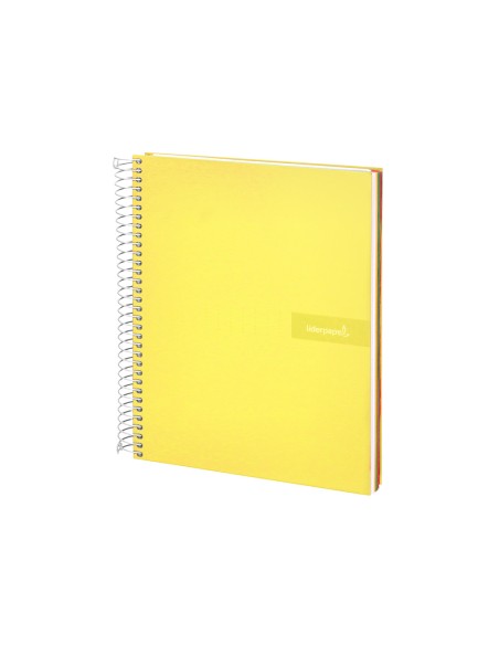 Cuaderno espiral liderpapel a5 micro crafty tapa forrada 120h 90 gr cuadro 5mm 5 bandas6 taladros color amarillo