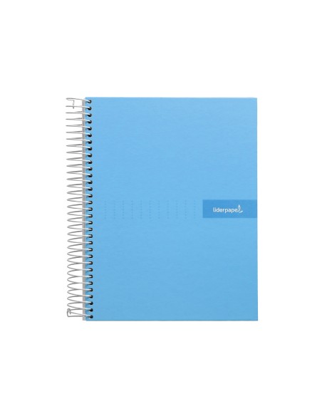 Cuaderno espiral liderpapel a5 micro crafty tapa forrada 120h 90 gr cuadro 5mm 5 bandas6 taladros color celeste