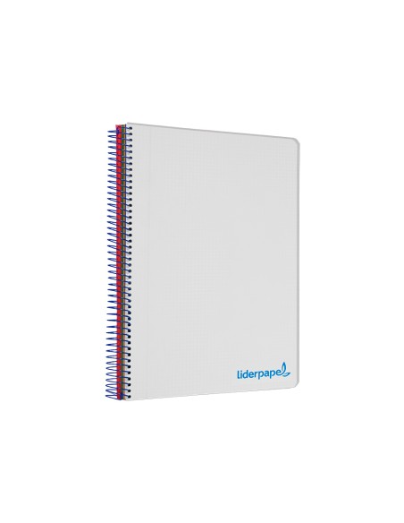 Cuaderno espiral liderpapel a5 micro wonder tapa plastico 120h 90g cuadro 5mm 5 bandas 6 taladros color gris