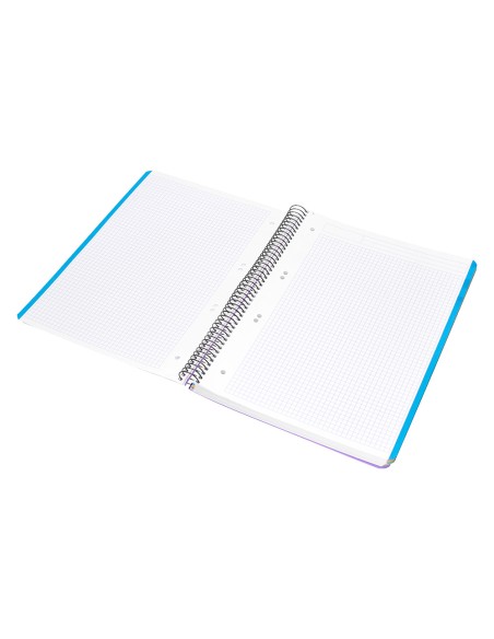 Cuaderno espiral liderpapel a5 micro wonder tapa plastico 120h 90g cuadro 5mm 5 bandas 6 taladros color violeta