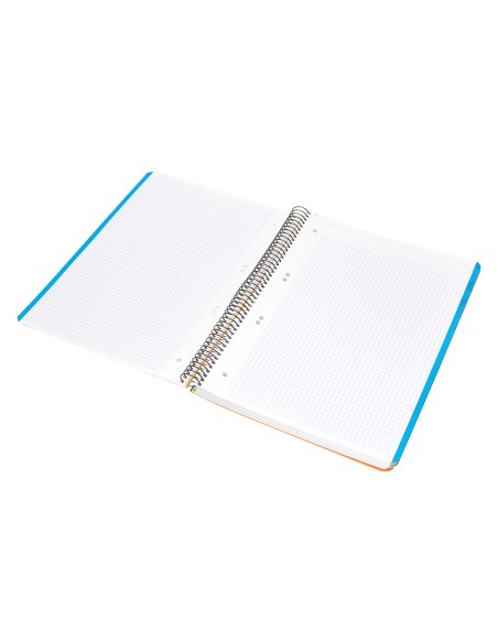 Cuaderno espiral liderpapel a5 micro wonder tapa plastico 120h 90g cuadro 5mm 5 bandas 6 taladros color amarillo