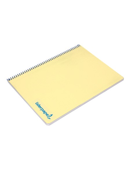 Cuaderno espiral liderpapel a4 wonder tapa plastico 80h 90gr cuadro 4mm con margen color amarillo