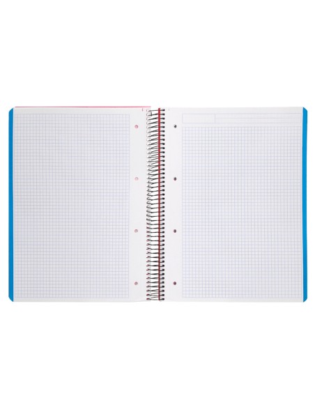 Cuaderno espiral liderpapel a4 micro wonder tapa plastico 120h 90 gr cuadro 5 mm 5 bandas 4 taladros color rojo