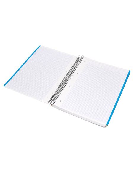 Cuaderno espiral liderpapel a4 micro wonder tapa plastico 120h 90 gr cuadro 5 mm 5 bandas 4 taladros color gris