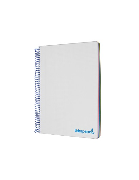 Cuaderno espiral liderpapel a4 micro wonder tapa plastico 120h 90 gr cuadro 5 mm 5 bandas 4 taladros color gris