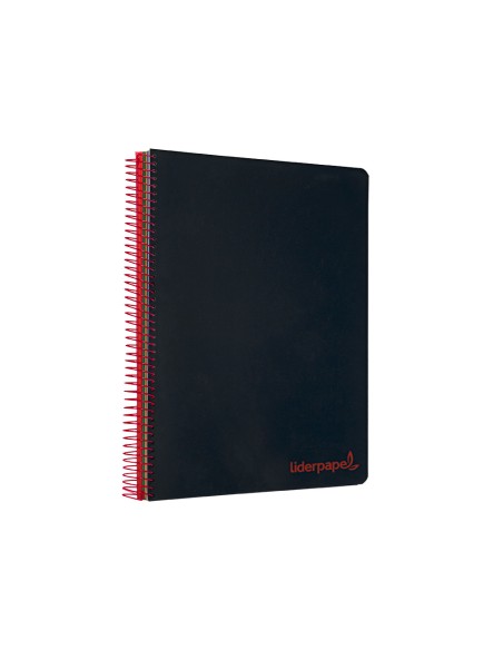 Cuaderno espiral liderpapel a4 micro wonder tapa plastico 120h 90 gr cuadro 5 mm 5 bandas 4 taladros color negro