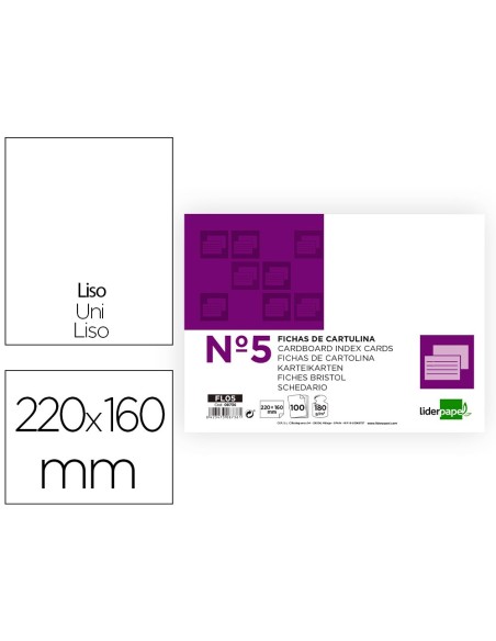 Ficha liderpapel lisa nº5 160x220mm paquete de...