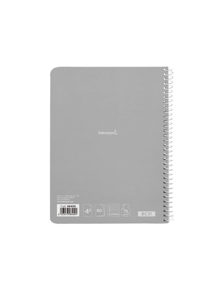 Cuaderno espiral liderpapel cuarto witty tapa dura 80h 75gr pauta estrecha 2,5mm conmargen colores surtidos