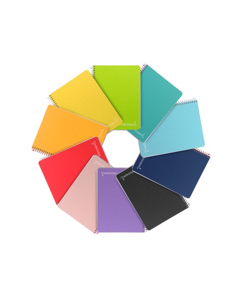 Cuaderno espiral liderpapel cuarto witty tapa dura 80h 75gr pauta ancha 3,5mm con margen colores surtidos