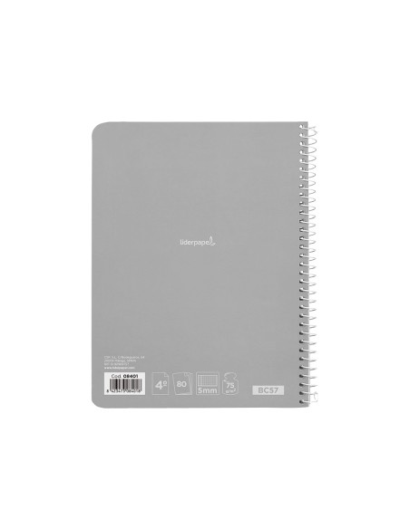 Cuaderno espiral liderpapel cuarto witty tapa dura 80h 75gr cuadro 5mm con margen colores surtidos