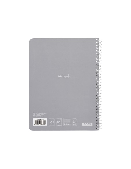 Cuaderno espiral liderpapel cuarto smart tapa blanda 80h 60gr pauta 2,5mm con margen colores surtidos