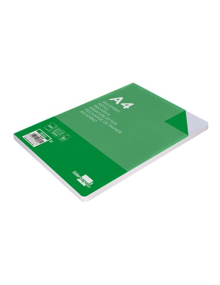 Recambio liderpapel a4 100 hojas 60g/m2 cuadro 3 mm con margen 4 taladros