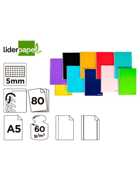Cuaderno espiral liderpapel a5 micro smart tapa...