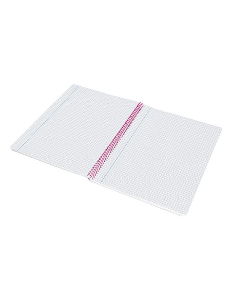 Cuaderno espiral liderpapel folio smart tapa blanda 80h 60gr cuadro 4mm con margen color rosa