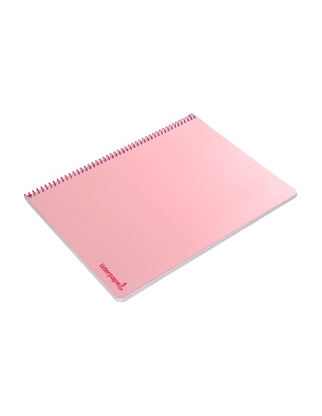 Cuaderno espiral liderpapel folio smart tapa blanda 80h 60gr cuadro 4mm con margen color rosa