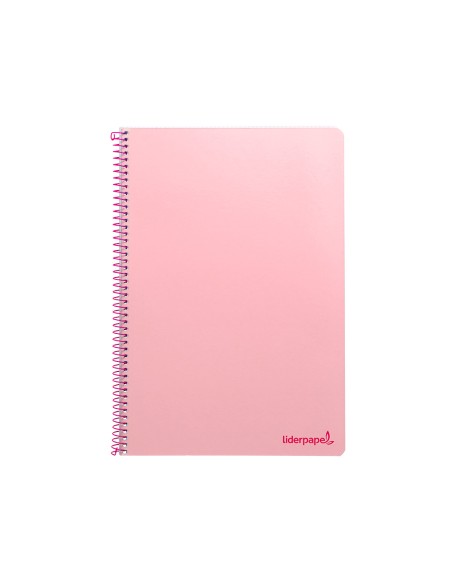 Cuaderno espiral liderpapel folio smart tapa blanda 80h 60gr cuadro 4mm con margen color rosa